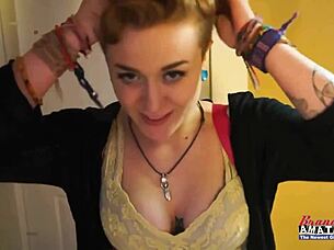 inked petite blonde micah sucks and milks a big hard boner, then rims and cums on tits