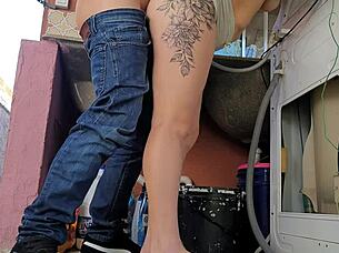 Married housewife pays washing machine technician with her big ass while husband is away 😈