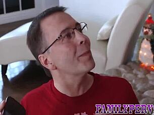 Teen Sucks Stepbro's Cock Then Fucks Him At Christmas