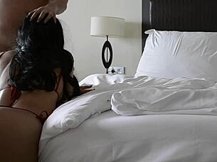 the perfect brunette with a big ass fucks after the beach, getting cum on her boobs