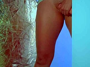 College Latina Brunette Plays with Glass Dildo in Sexy Dress