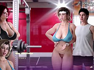 Big Ass Blonde Milf Step Mom Threesomes with Step Son and Redhead Friend in Public Gym