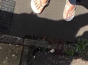 Hey, check out this neighbor grandma's sexy feet, she's got toes that make you want to suck them.
