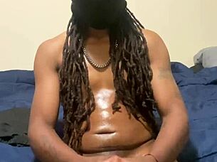 Couple plays with big black cock toys