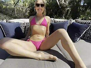 Petite Slut Cheerleader Kait Gets Slutted Out By Pool Interracial Threesome!