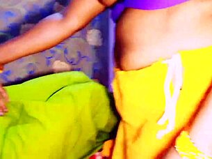 Aunty and daughter-in-law share lesbian romance with dirty talks in sarees.