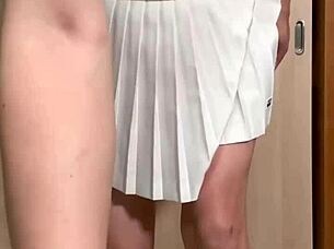 Cute Asian Girl in Panties and Buttplug Gets Assfucked!