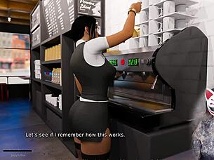 Anna in exciting affection ep 2, brunette milf with big tits, stockings, skirt, upskirt sexy