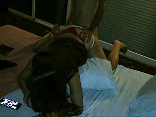 in this sexy scene, a clothed white milf bends over in silky panties for a deep blowjob and intense fucking