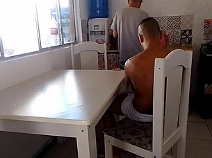 Horny Wife Fucks Well-Endowed Black Guy While Cuckold Washes Dishes!