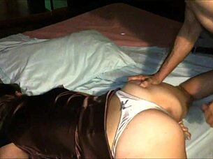 in this sexy scene, a clothed white milf bends over in silky panties for a deep blowjob and intense fucking