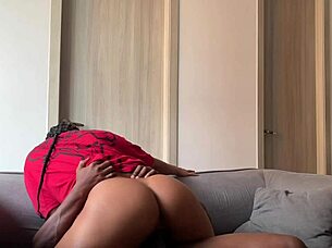 Can you believe this cute girl rides her stepfather's cock non-stop in a quickie?