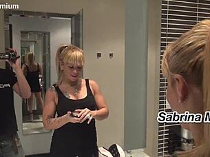 Sabrina Moon gives amazing blowjob with spitting and toys