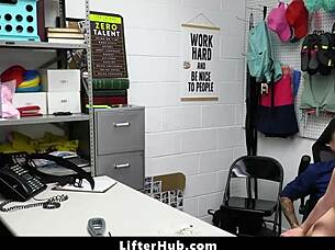 Shoplifter teen caught by officer in office domination?