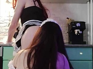 Milf dominates dating site guy with intense fucking in maid outfit