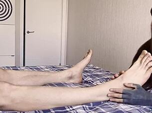 i licked his legs, sucked his dick, then he fucked me and fingered my ass – i came instantly! 😍