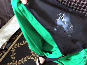 big ass chubby wife has an accident with cum in panties