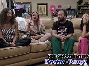 dr tampa examines petite aria nicole's tight body backstage