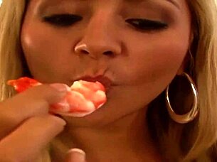 eva cruz gets close with neighbor, licking shaved pussy in stockings