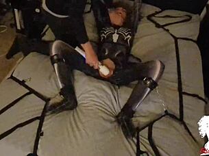 spider woman gets captured, toyed with, and creampied in sheer bedroom scene