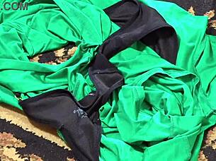 big ass chubby wife has an accident with cum in panties