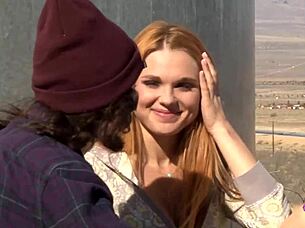 Brunette and Blonde Lesbians Eat Pussy Outdoors