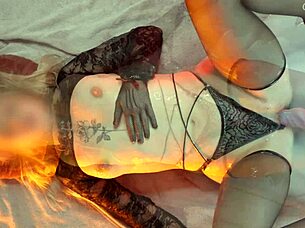 pretty girl moans from huge cum loads on machine