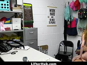 Shoplifter teen caught by officer in office domination?