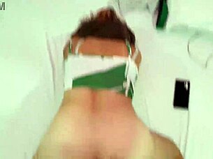 blonde slut orgasms in doggystyle position