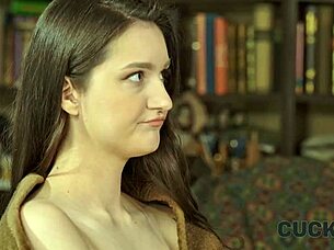 Husband watches wife in stockings get savagely cucked