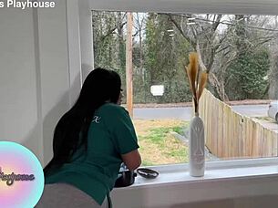 Pretty woman enjoys delicious wax appointment with tongue and lick