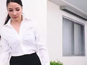 Japanese milf gets creampied by boss during job interview 😏 uncensored jav
