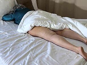 On the Soft Bed, the Stepmom Loves Getting Fucked in the Ass and Moans Quietly