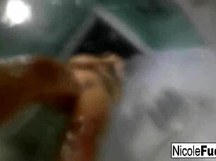 I watch Nicole Aniston masturbate in her steamy shower