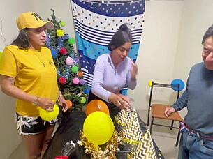 Real homemade threesome between friends two women and a man