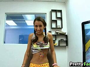 Hottest teen 18+ Amia Miley receives cum on face