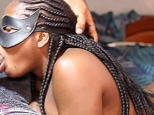 Handcuffed for an hour, Elvie Slutty endures intense face fucking with her big ass