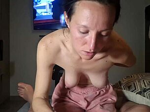 dark haired girl next door sucks and swallows cum