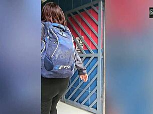 chubby foreigner shows tits for job