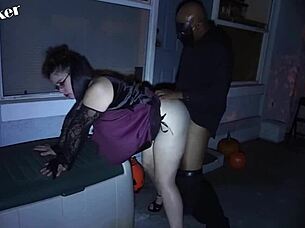 Masked Vampires Kiss In Halloween Doggy Style Action