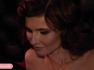 Jeny Smith Poses In Red Corset And Stockings Photo Shoot