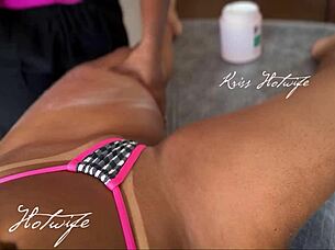 i put on my tight bikini and the masseuse got excited when i went topless