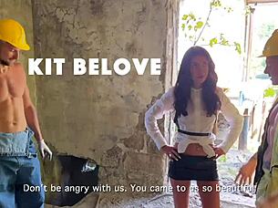 Three Workers Seduce Fragile Inspector into Passionate 4some with Katty West and Bodybuilders