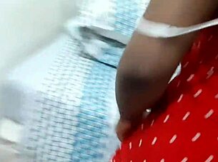 Ebony latina petite girl stops cleaning to get creampied inside completely.