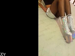 Total Silver And Fishnet Pantyhose Display