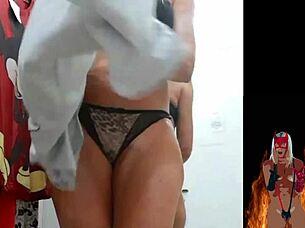 hot milf showing pussy and ass in store fitting room