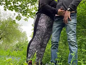 Mother-in-law's cameltoe in leggings makes me cum hard