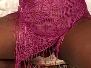 Big black MILF with thick thighs gets her hairy pussy and big ass fucked by step son.