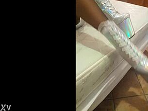 Total Silver And Fishnet Pantyhose Display