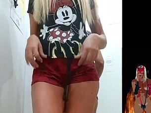 hot milf showing pussy and ass in store fitting room